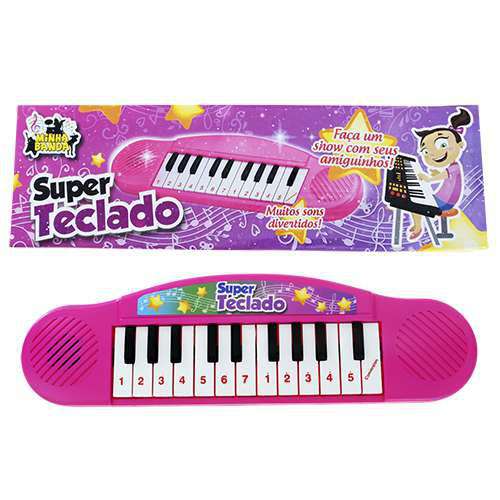 TOY12489-A-SUPER TECLADO MUSICAL ROSA COM SOM-CX C/ 48 BRINQUEDOS, POP BRINQUEDOS, TECLADO DE BRINQUEDO, TECLADO INFANTIL, TECLADO MUSICAL, BRINQUEDO MUSICAL, TECLADO ROSA, TECLADO DE MENINA POP BRINQUEDOS